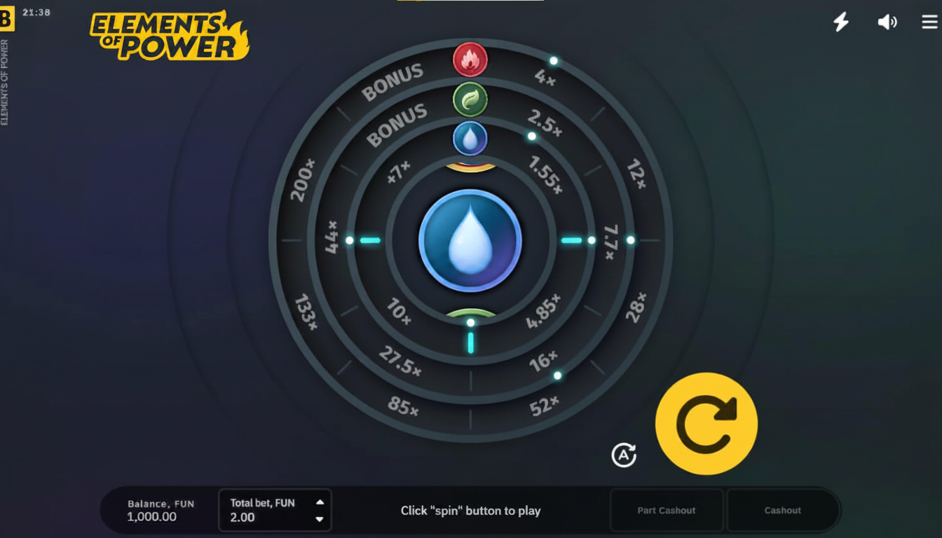 Elements of Power: slot 1 carrete con bonos hasta 999×